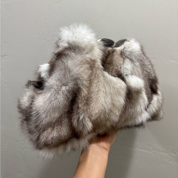 Natural Fox Fur Handmade Unique Metal Frame & Push Lock Shoulder Bag, Crossbody - Picture 9 of 16